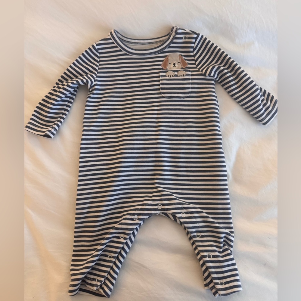 Angel Dear Navy and White Striped onesie